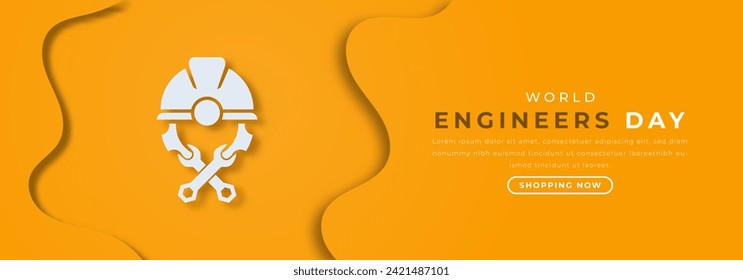 Estilo de corte de papel Día Mundial de los Ingenieros Ilustración de diseño vectorial para fondo, afiche, cartel, publicidad, tarjeta de saludo