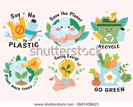 
World enviroment day flat design say no to plastic save the planet recycle saving energy go green
