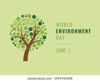 world environment banner layout design with text and symbol of tree. vector illustration for greeting cards, posters, invitations, brochures