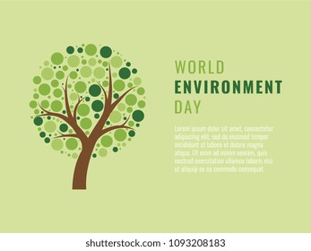 world environment banner layout design with text and symbol of tree. vector illustration for greeting cards, posters, invitations, brochures