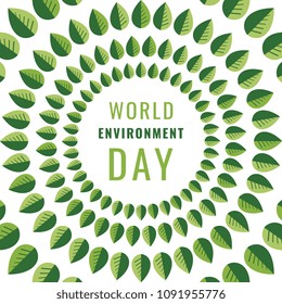 world environment banner template with text and green leaves background. vector illustration for greeting cards, posters, invitations, brochures