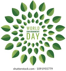 world environment banner template with text and green leaves background. vector illustration for greeting cards, posters, invitations, brochures