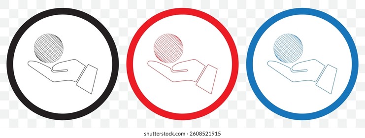 World Environment Conservation Line and Silhouette Icon Set. Hand Hold Planet Earth Pictogram. Human Protect Environmental Nature Symbol Collection on White Background. Isolated Vector Illustration.