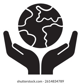 World Environment Conservation Line and Silhouette Icon Set. Hand Hold Planet Earth Pictogram. Human Protect Environmental Nature Symbol. design eps 10 