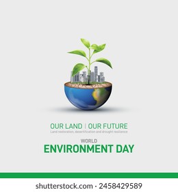 World Environment Day 2024 concept - Land restoration, desertification and drought resilience. Ecology concept. World Environment Day creative banner, poster, social media post, billboard, post card.