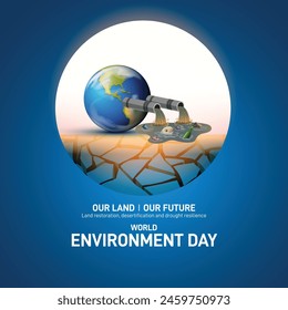 World Environment Day 2024 concept - Land restoration, desertification and drought resilience. Ecology concept. World Environment Day creative banner, poster, social media post, billboard, post card.