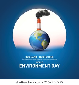 World Environment Day 2024 concept - Land restoration, desertification and drought resilience. Ecology concept. World Environment Day creative banner, poster, social media post, billboard, post card.