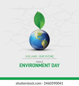 World Environment Day 2024 concept - Land restoration, desertification and drought resilience. Ecology concept. World Environment Day creative banner, poster, social media post, billboard, post card.