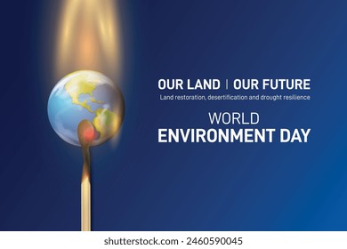 World Environment Day 2024 concept - Land restoration, desertification and drought resilience. Ecology concept. World Environment Day creative banner, poster, social media post, billboard, post card.