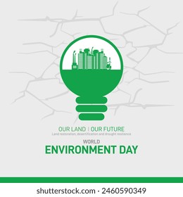 World Environment Day 2024 concept - Land restoration, desertification and drought resilience. Ecology concept. World Environment Day creative banner, poster, social media post, billboard, post card.