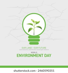 World Environment Day 2024 concept - Land restoration, desertification and drought resilience. Ecology concept. World Environment Day creative banner, poster, social media post, billboard, post card.