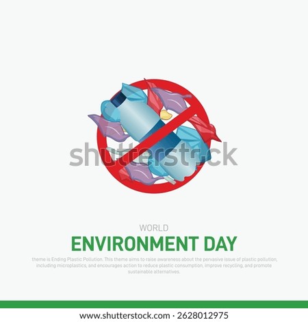 world environment day 2025. world environment day creative poster, banner, postcard, social media post, template, greetings card, background, backdrop, cover design etc. Ending Plastic Pollution.