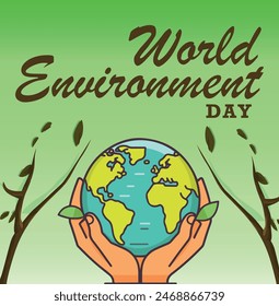 World Environment Day, 5 June, Globe, Trees, Protecting Hands