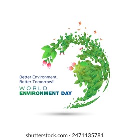 World Environment Day, 5 June promotion concept. Celebration background and awareness poster banner. Vector illustration