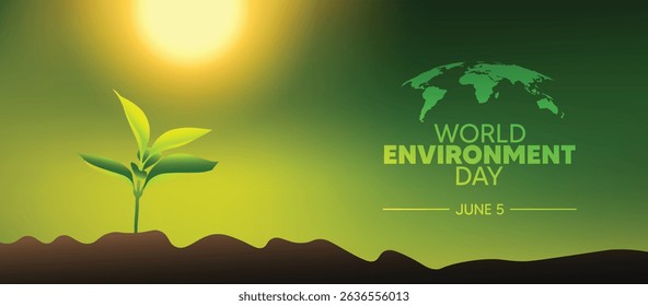 World Environment Day 5 June little growing plant vector poster