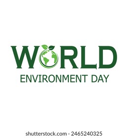 World Environment Day. 5th June. World map plant concept. EPS editable file.