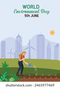 World Environment Day 5th June. World Environment Day. Education and campaigns on the importance of protecting nature. Social media post for World Environment Day.5TH JUNE-World.