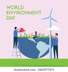 World Environment Day 5th June. World Environment Day. Education and campaigns on the importance of protecting nature. Social media post for World Environment Day.5TH JUNE-World.