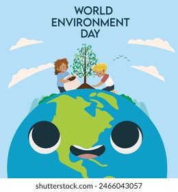 Weltumwelttag. 5. Juni. BeatPlasticPollution, World Environment Day Concept 2023 Vektorgrafik Hintergrund. In: Globe World Environment Day. Kampagne gegen Umweltverschmutzung. 