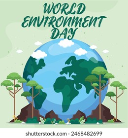 World Environment day. 5th June. BeatPlasticPollution, World Environment day concept 2023 vector background. Globe world environment day. Anti pollution campaign.