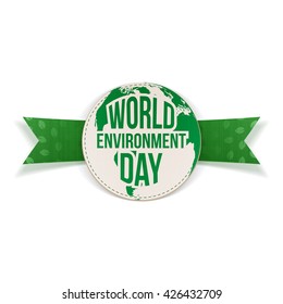 World Environment Day awareness Label and Ribbon