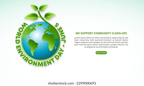 Fondo del Día Mundial del Medio Ambiente con la Tierra con la planta