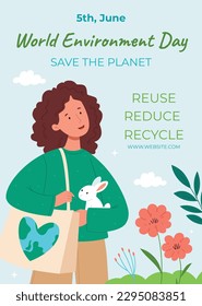 Weltumwelttag, Hintergrund. Alles Gute zum Umweltschutz. 05. Juni. 5. Juni Weltraum-Umwelt- und Welttag-Konzept. Banner, Poster, Vorlage. Planet retten Welttagesfeier.