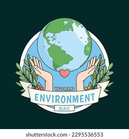 antecedentes del día mundial del medio ambiente. Feliz Día del Medio Ambiente. 5 de junio. 5 de junio. El concepto del medio ambiente mundial y el día de la tierra. banner, afiche, plantilla. celebración del Día Mundial del Medio Ambiente. Etiqueta, Pegatina. ve verde.