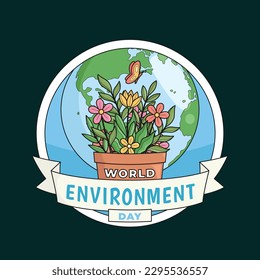 world environment day background. Happy Environment day. 5 June. June 5. World environment and earth day concept. banner, poster, template. world environment day celebration. Label, Sticker. go green.