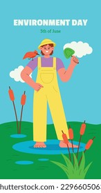 antecedentes del día mundial del medio ambiente. Feliz Día del Medio Ambiente. 5 de junio. 5 de junio. El concepto del medio ambiente mundial y el día de la tierra. banner, afiche, plantilla. celebración del Día Mundial del Medio Ambiente. salvar el concepto de planeta tierra