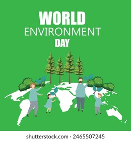 world environment day background. Happy Environment day. 5 June. web banner, poster Template Design, on Green Theme Background. Vector Illustration