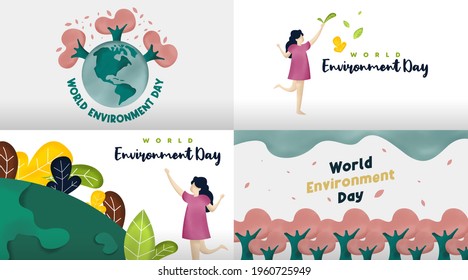 World Environment Day Background Illustration Vector. World Environment Day Web Banner and Online Flyer.