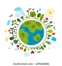 World environment day background. Save the earth. Green day. Sketch for your design