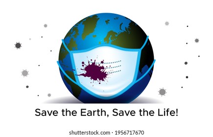 World environment day. environment background. Save the earth concept with pollution mask and covid 19 Corona virus
