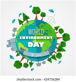 World environment Day background for symbols on clean earth.Vector