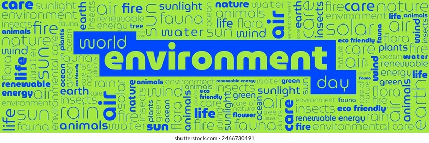 día mundial del medio ambiente, fondo, nube de etiquetas, muchas palabras