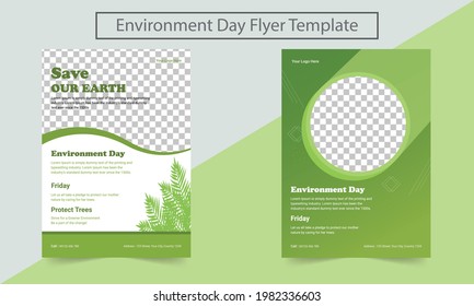 World Environment Day background with trees and leaves. Earth Day. International Environment Day. Earth Day Poster with date flyer, invite. Vector illustration.