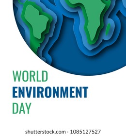 world environment day banner design layout with text and paper cut colorful logo. vector illustration for greeting cards, posters, flyers, invitations, brochures