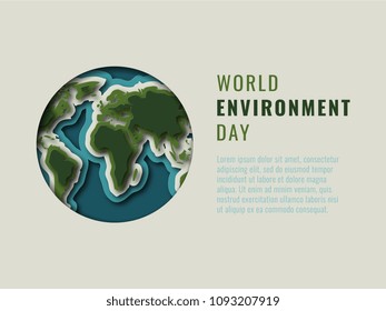 world environment day banner design layout with text and paper cut colorful symbol of planet. vector illustration for greeting cards, posters, flyers, invitations, brochures