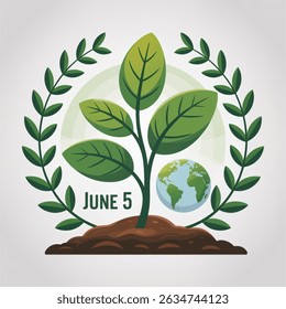 World environment day, Banner design for  Earth day , Eco friendly and Sustainability development concept,  vector isolated on white background. June 5 is beautifully included in this.