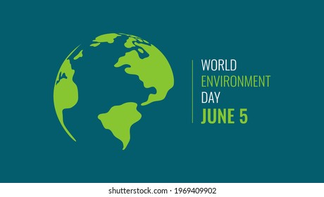 World Environment Day Banner. Eco Concept. Green Planet Earth With Text. Vector illustration