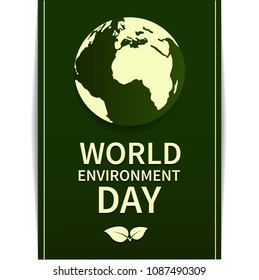 World Environment Day. Banner globe on a green background. For the design of postcards, posters and printing. Ecology. Vector illustration.