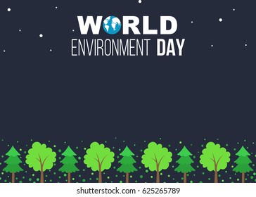 World environment day banner with green trees