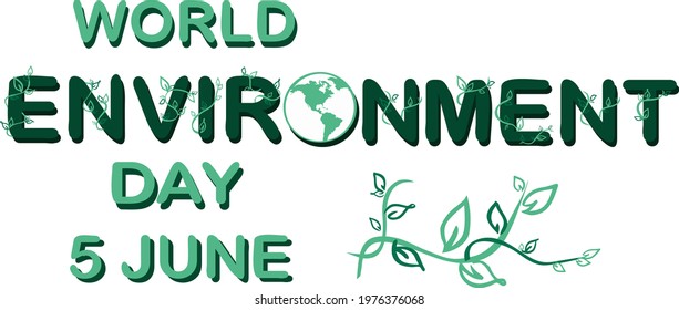 World Environment Day Banner Illustration Lettering Stock Vector ...