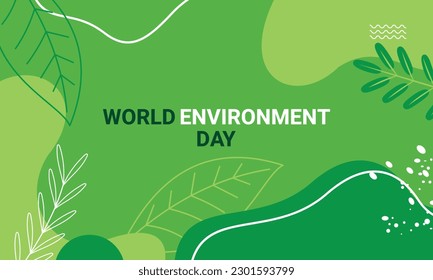 world environment day banner with leaf plant on green background vector design