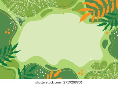 Anuncio del Día Mundial del Medio Ambiente con la planta de la hoja en diseño de Vector de fondo verde	