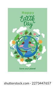World environment day banner.  Save the planet, illustration with mother earth. Vector banner.