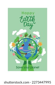 World environment day banner.  Save the planet, illustration with mother earth. Vector banner.