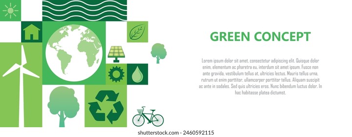 Banner speichern zum Weltumwelttag, Erneuerbare Energien, Sustainable Go Green Concept, Globale Erwärmung und Umweltverschmutzung reduzieren, umweltfreundlich, Textraum kopieren