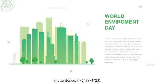 World environment day banner, save nature, green city, renewable energy, sustainable go green concept, reduce global warming and pollution, eco friendly, copy space for text